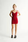 Do Not Leave Red Twist Bodycon Mini Dress