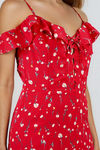 Fresh Feel Floral Off Shoulder Maxi Dress - Red
