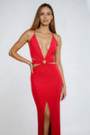 Hot Desire Halter Cutout Maxi Dress - Red