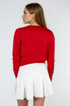 Light Snuggle Long Sleeve Bow Cardigan - Red