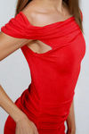 Soft Seduction Draped Cowl Bodycon Mini Dress - Red