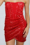 Sparkle Hour Strapless Sequin Mini Dress - Red
