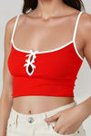 Sweet Tease Cutout Bow Cami Top - Red