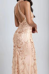 Luxe Majesty Embroidered Sequin Maxi Dress - Rose Gold