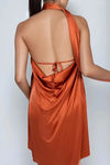 Golden Hour Mock Neck Backless Mini Dress - Rust