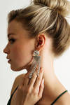 Carrying Your Love Silver Rhinestones Tassel Earrings