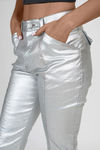 Cosmic Charm Metallic Flare Pants - Silver