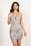 Fairy Tale Silver Plunging Bodycon Dress