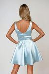 Ocean Eyes Satin V-Neck Mini Dress - Sky Blue