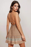 Camryn Taupe Tiered Babydoll Mini Dress