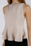 Workday Chic Peplum Top - Taupe