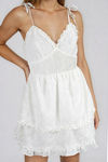 All About the Flowers Ruffle Tie Strap Mini Dress - White