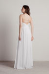 All I Ever Need Deep V High Slit Maxi Dress - White