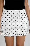 Cute on Cue Polka Dot Ruffle Mini Skirt - White Black