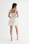 Camellia White Ruffle Tiered Skater Mini Dress