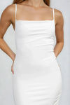 Flirt Alert Ruched Bodycon Midi Dress - White