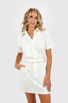 Gianne White Short Sleeve Utility Dress