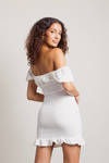 Here We Are White Smocked Bodycon Dress