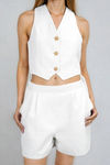 Make Them Wonder Tweed Vest Top and Short Set - White