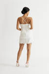 Michaela White Pleated Tiered Skater Mini Dress