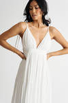 Mila White Open Back Tiered Maxi Dress