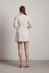 Kylaa White Multi Puff Sleeve Skater Dress