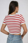Play It Cool Stripe Crop Top - White/Red