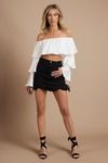 Show Off White Shoulder Ruffled Blouse