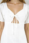 Summer Tease Puff Sleeve Cutout Mini Dress - White