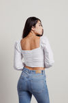 Sun Up White Lace Up Long Sleeve Crop Top