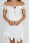 Sunset Ready Swiss Dot Ruffled Mini Dress - White