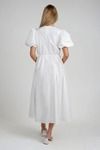 Sweet But Sharp Puff Bow Midi Dress - White