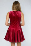 Classic Charm Boatneck Velvet Mini Dress - Wine
