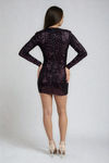 Cosmic Dusk Sequin Cutout Mini Dress - Wine