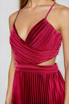 Especially Stunning Cutout Pleated Maxi Dress - Wine