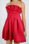 Glam Charm Strapless Pleated Mini Dress - Wine