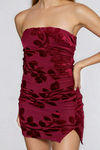 Heart in Bloom Strapless Floral Mini Dress - Wine