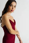 Indecisive Wine Ruched Bodycon Mini Dress