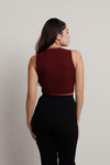 Issa Vibe Wine Reverse Stitch Ribbed Crop Tank Top