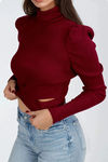 Sleek Charm Turtleneck Top - Wine