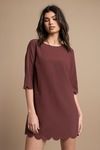 Sweetly Scalloped Wine Shift Dress