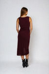 Twist Elegance Knot Draped Midi Dress - Wine