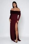 Velour Empress Velvet Off Shoulder Maxi Dress - Wine