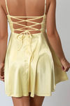 Just Like Magic Satin Corset Mini Dress - Yellow