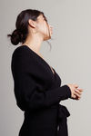 Marie Off The Shoulder Sweater Mini Dress - Black