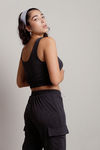 Another Listen Crop Top and Sweatpants Lounge Set - Charcoal