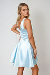 Ocean Eyes Satin V-Neck Mini Dress - Sky Blue